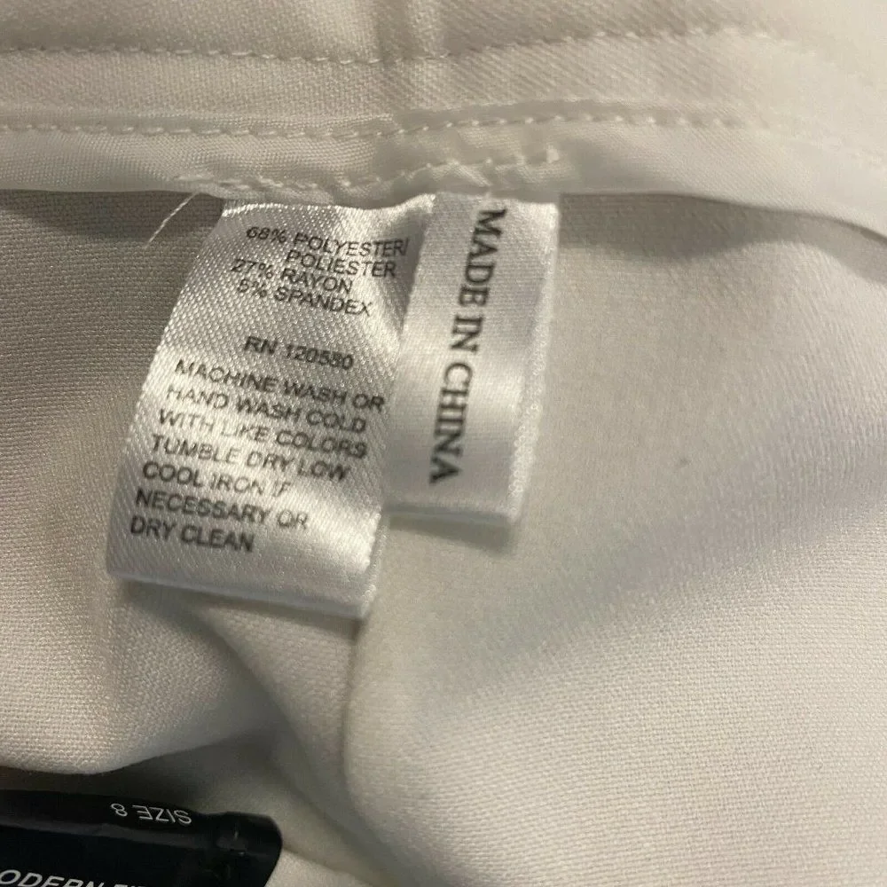 Amanda & Chelsea Modern Fit Straight Leg Ankle White Stretch Women Size 8 NWT - Picture 7 of 8